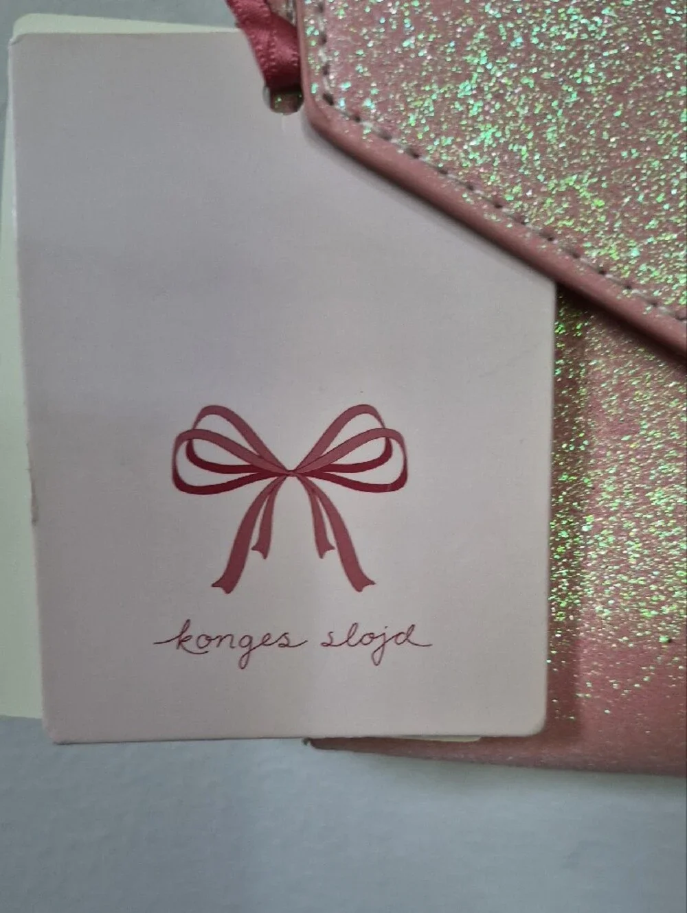 Konges Slojd Love Letter Girls' Pink Glitter Sparkle Cherry Crossbody Micro Bag